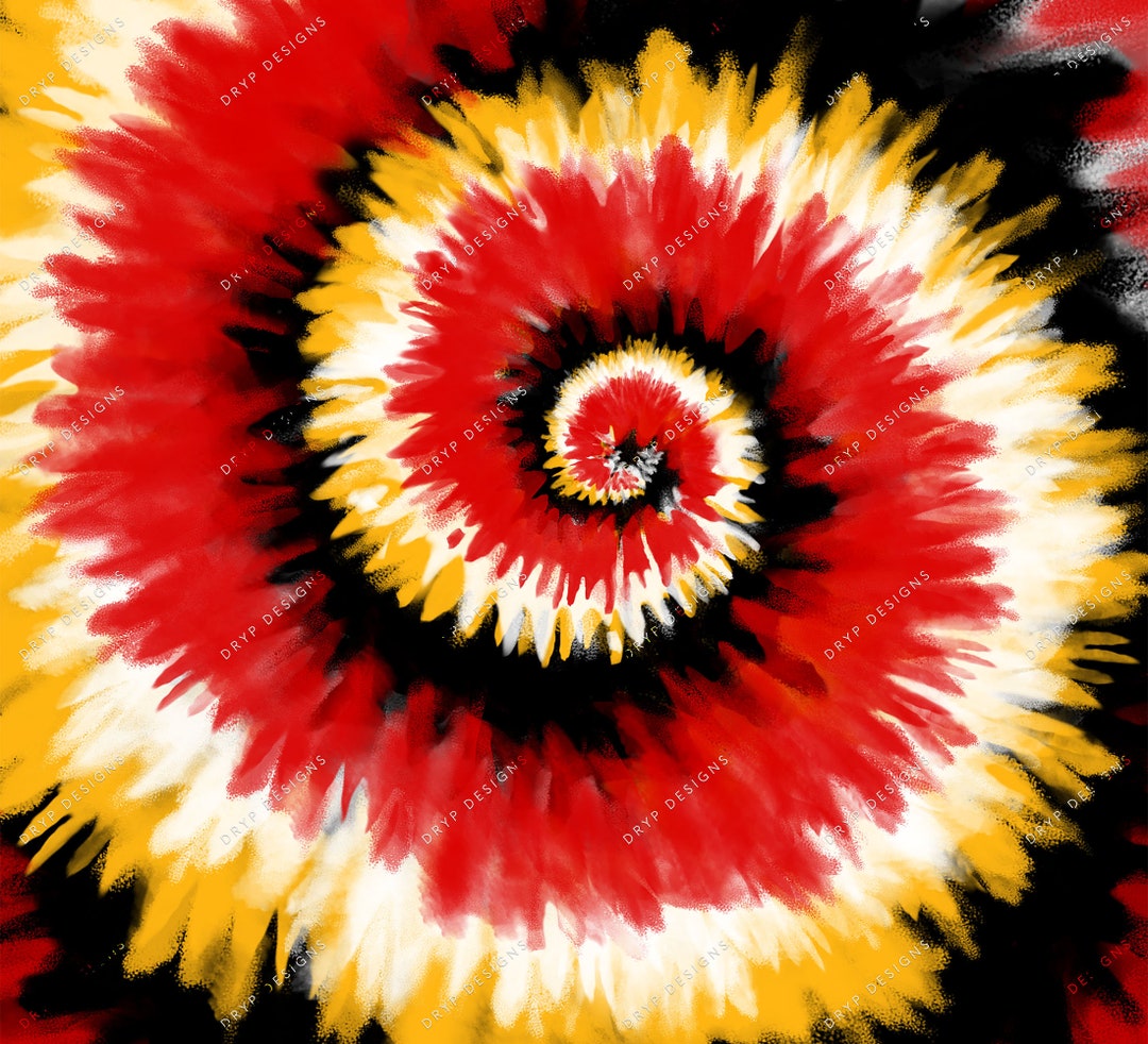 Red + Yellow Gold + Black Tiedye Swirl Digital Paper Background Texture ...