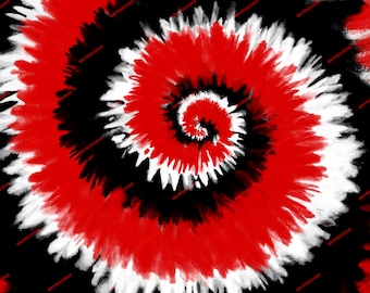 Red + Black + White Tie-Dye Swirl Digital Paper Background Pattern - Digital Download Files