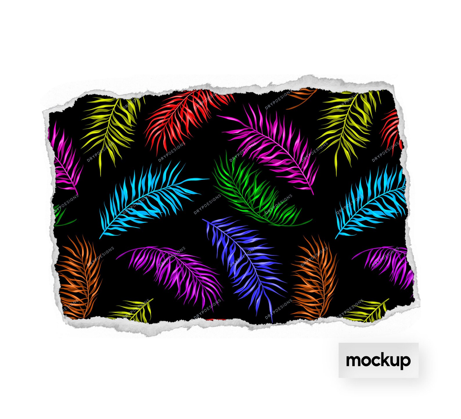 Tropical Palm Leaves Seamless Neon Background Pattern PNG | Etsy