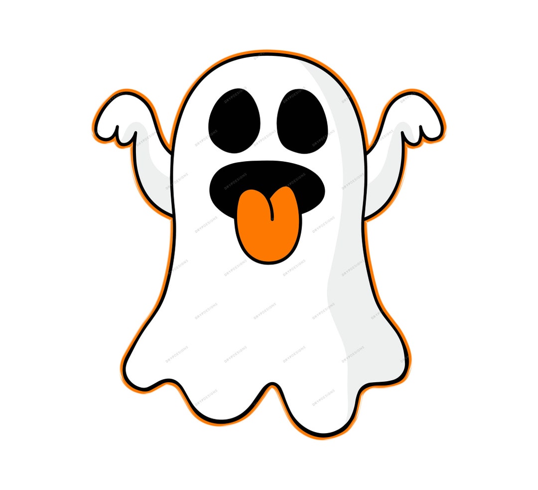 Playful Ghost Emoji SVG PNG Graphic Spooky Halloween Sublimation Design