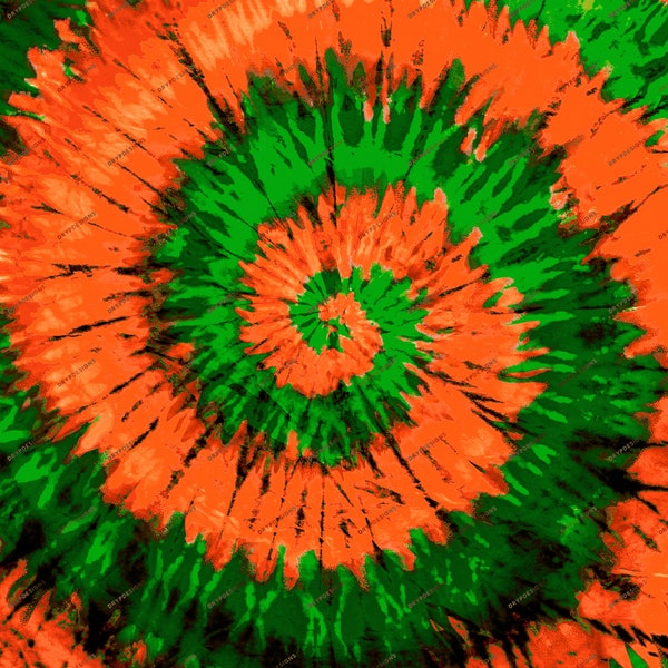 Green + Orange Tiedye Swirl Digital Paper Background Texture PNG - Instant Digital Download Files