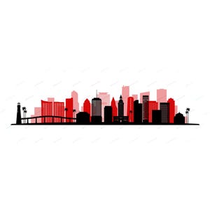 Miami City Skyline SVG + PNG Clipart Graphic - Cityscape Silhouette Vector Shape - Instant Digital Download Files