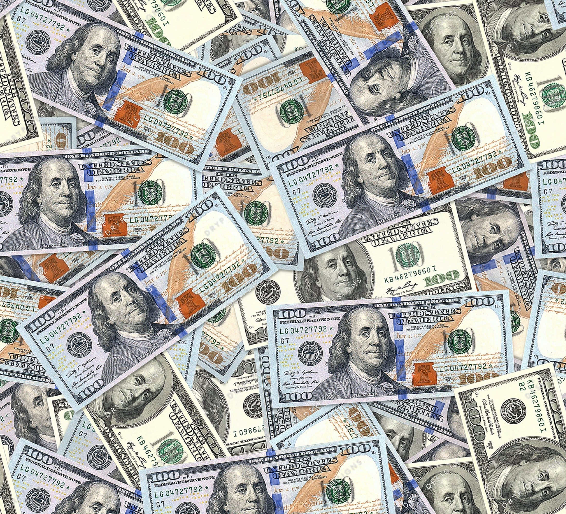 Red 100 Dollar Bills Seamless Money Background — drypdesigns