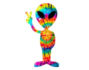 Peacin' Tiedye Alien Man PNG Graphic - Diseño de sublimación psicodélica del espacio exterior - Descarga digital de archivos
