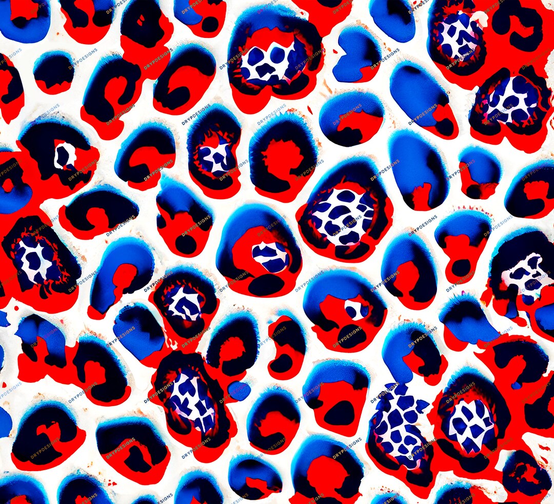 Red White Blue Leopard Print Seamless Background Pattern Patriotic