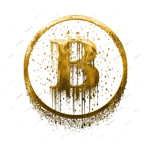 Dripping Gold Bitcoin PNG Graphic - Clipart criptográfico transparente - Impresión de arte digital - Archivos de descarga digital instantánea