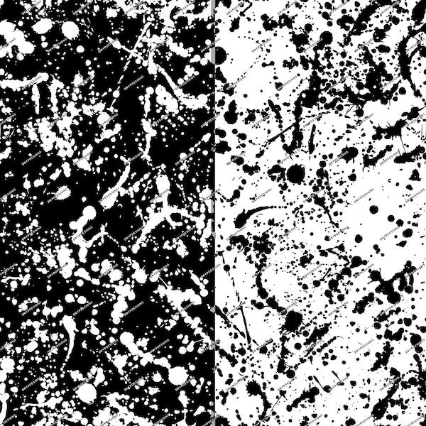 Black + White Paint Splatter Seamless Digital Paper Background Texture - Grunge Paint Graffiti - Digital Download Files