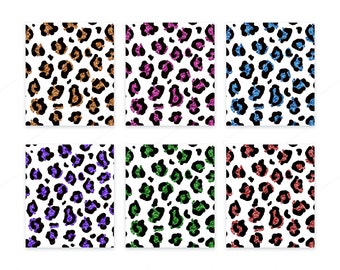 Glitter Leopard Print PNG Bundle - Seamless Pattern Overlay - Transparent PNG Digital Download Files