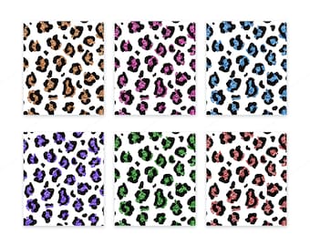 Glitter Leopard Print PNG Bundle - Seamless Pattern Overlay - Transparent PNG Digital Download Files