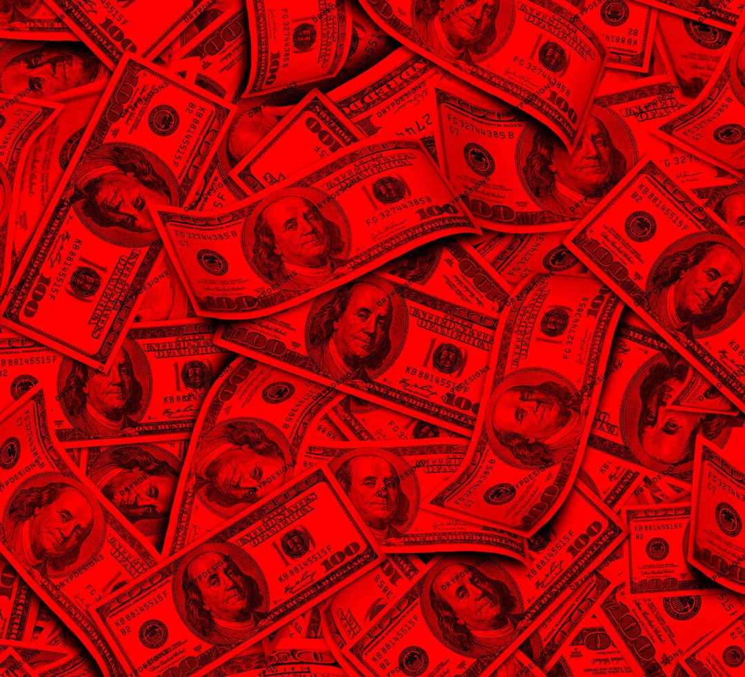 Raining Red Money Seamless Digital Paper Background Pattern Raining