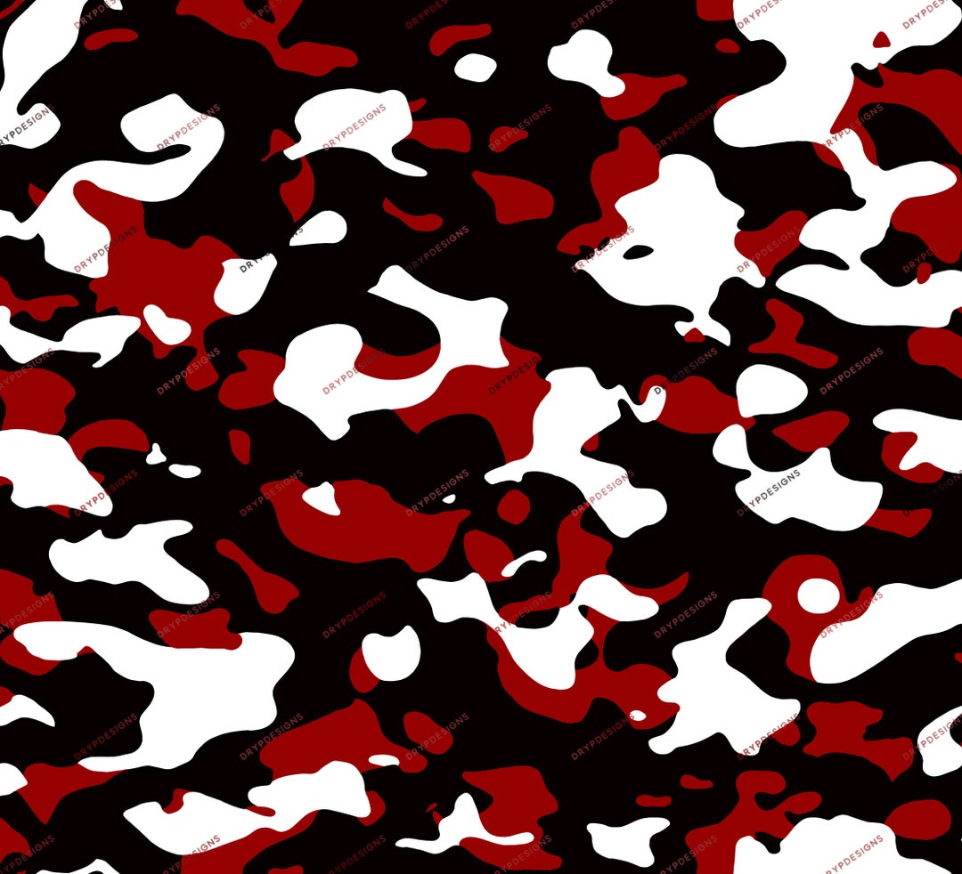 Black White Maroon Camo Seamless Background Pattern Military Camouflage