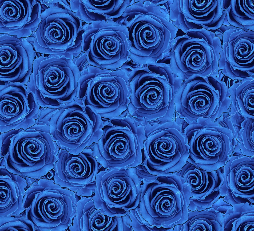 Blue Roses Seamless Digital Background Texture PNG - Floral