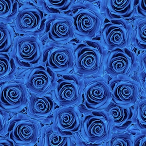 Blue Roses Seamless Digital Background Texture PNG - Floral Digital Paper Background Pattern - Digital Download Files