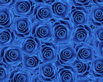 Blue Roses Seamless Digital Background Texture PNG - Floral Digital Paper Background Pattern - Digital Download Files