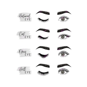 Eyelash Extension Style Chart Digital Art Print - Bold Hazel Eyes PNG - Lash Artist Branding - Printable Wall Art - Digital Download Files