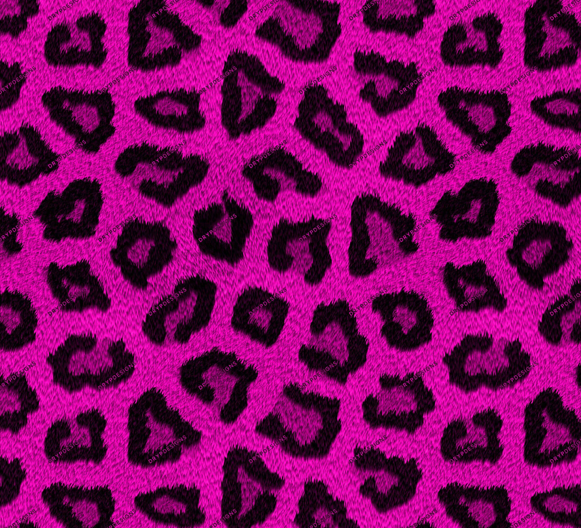 Fuzzy Pink Leopard Seamless Background - Leopard Print Digital