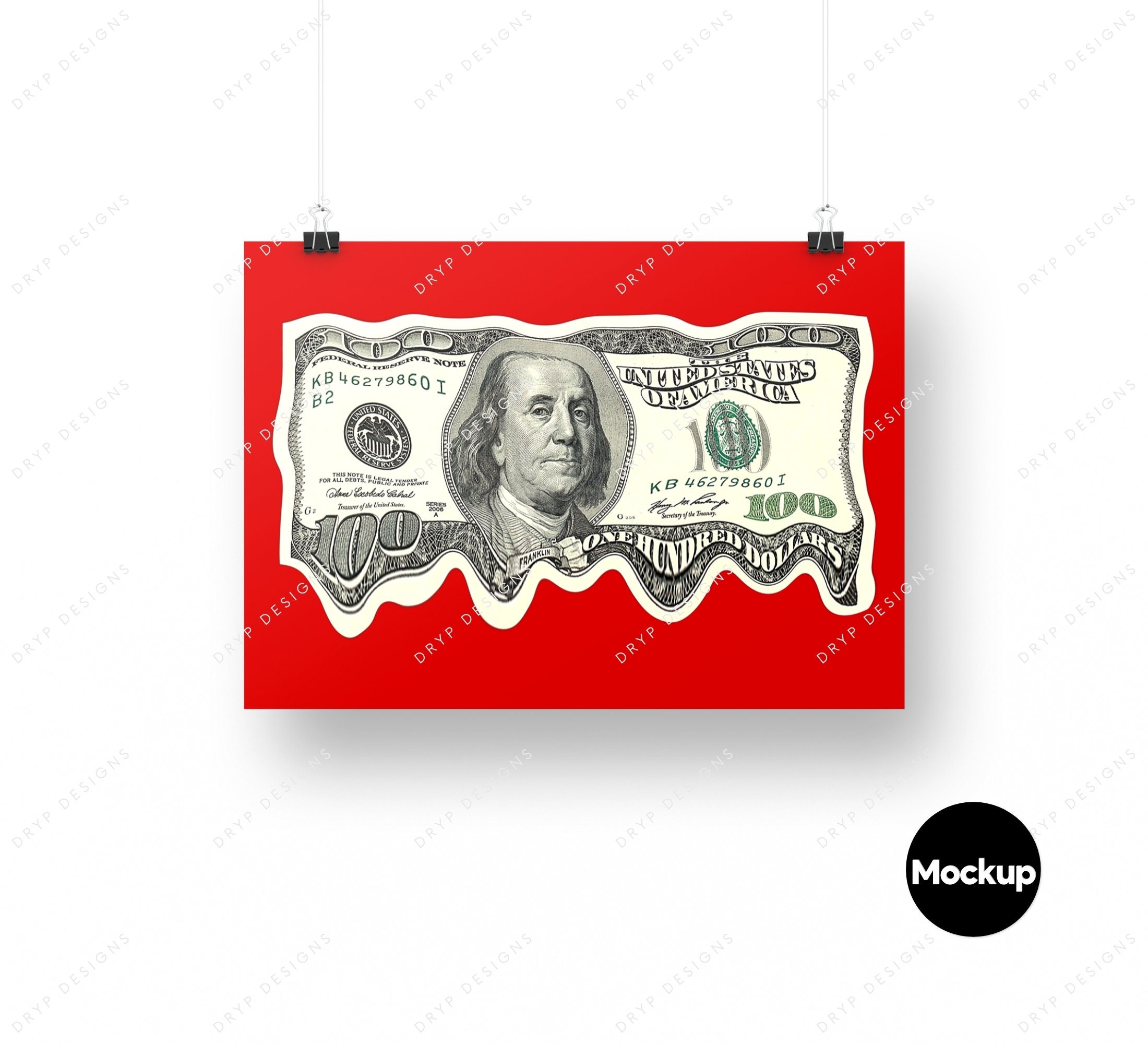 Red 100 Dollar Bills Seamless Money Background — drypdesigns