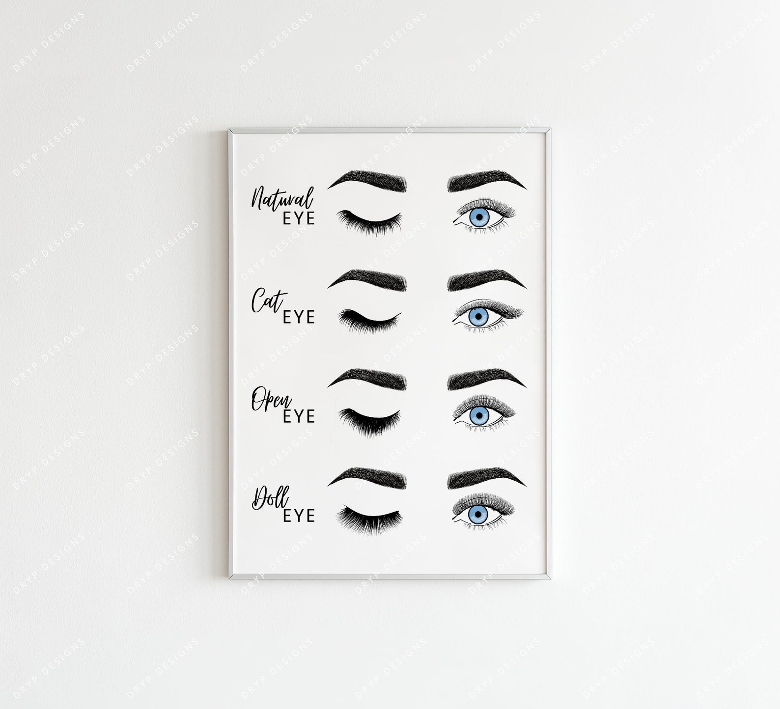 Eyelash Extension Style Chart Digital Art Print Lash Artist Etsy