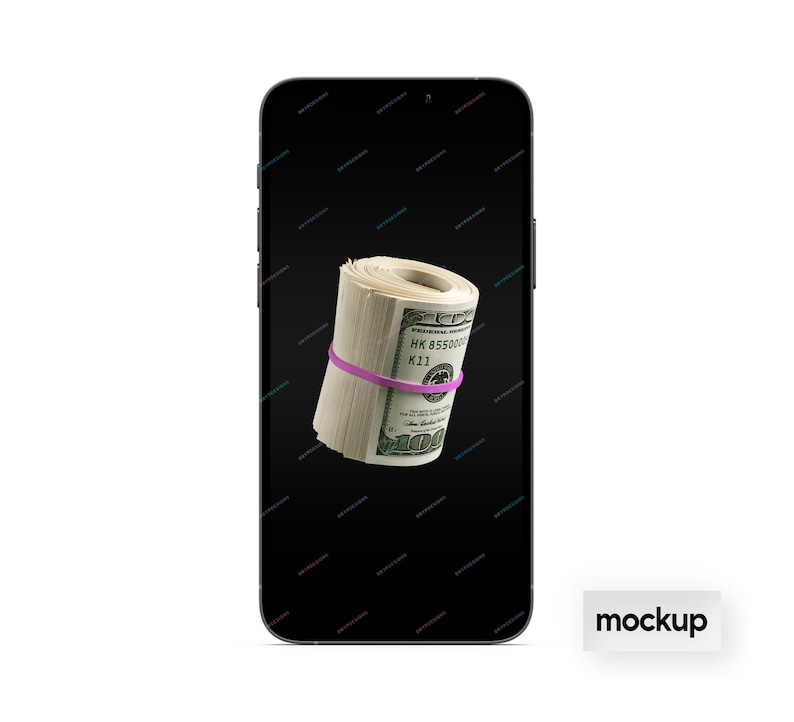 Wad of Cash Money Pink Banded Hundred Dollar Bills PNG Graphic Instant Digital Download Files image 5