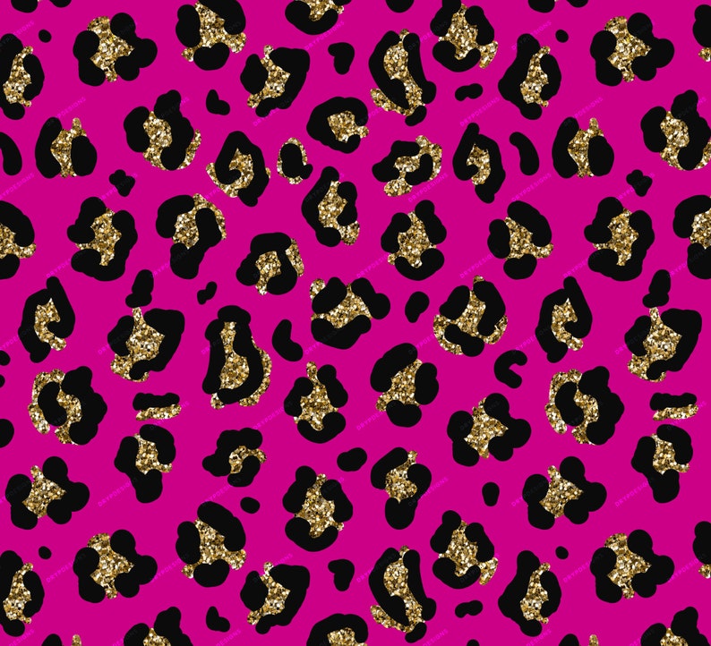 Pink + Gold Glitter Leopard Print Seamless Digital Paper Background ...