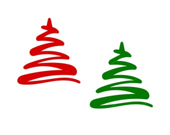 Modern Christmas Tree Outline Illustration PNG + SVG Digital Download Files - Simple Minimalist Tree PNG Clipart