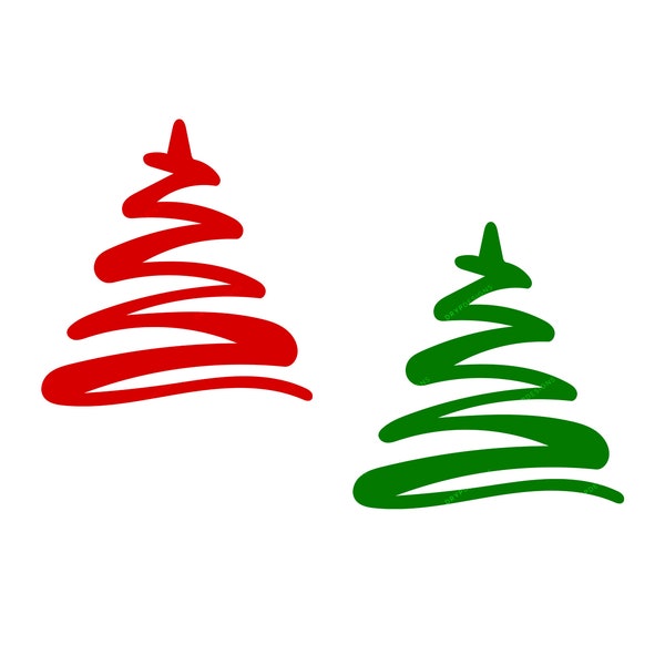 Modern Christmas Tree Outline Illustration PNG + SVG Digital Download Files - Simple Minimalist Tree PNG Clipart