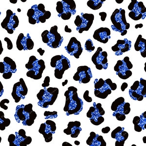 Blauwe Glitter Leopard Print PNG - Naadloze Leopard Print Patroon - Blauwe Glitter Textuur - Transparante PNG - Digitale Download Bestand