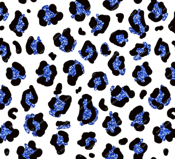 Blue Glitter Leopard Print PNG Seamless Leopard Print Pattern Blue Glitter  Texture Transparent PNG Digital Download File 