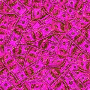 Pink + Gold Glitter Money Sfondo senza soluzione di continuità - Raining Pink Money Bling - Digital Download Files