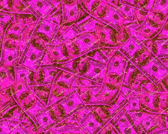 Pink + Gold Glitter Money Seamless Background - Raining Pink Money Bling - Digital Download Files
