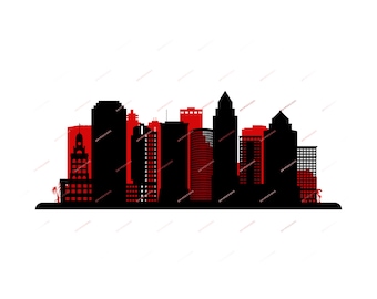 Tampa Cityscape Skyline SVG + PNG Clipart Graphic - Florida City Silhouette Vector Shape - Instant Digital Download Files