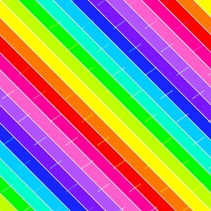 May include: Diagonal stripes of red, orange, yellow, green, blue, indigo, and violet. The colors are bright and vibrant, and the stripes are evenly spaced. The background is white.