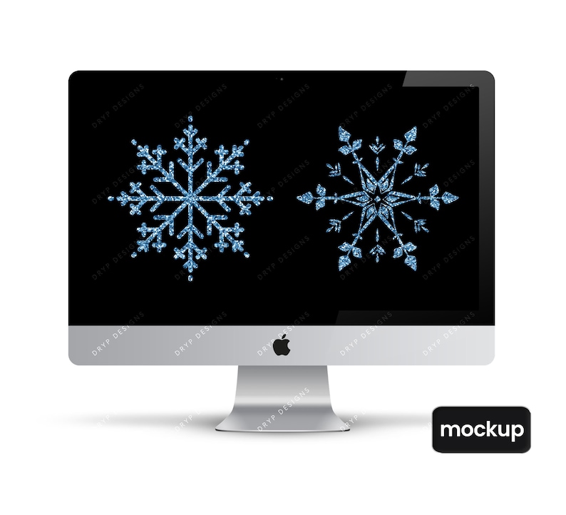 Winter Snowflake PNG Ice Blue Glitter Snowflake Bundle Winter Glitter Designs Transparent PNG Digital Download File image 4