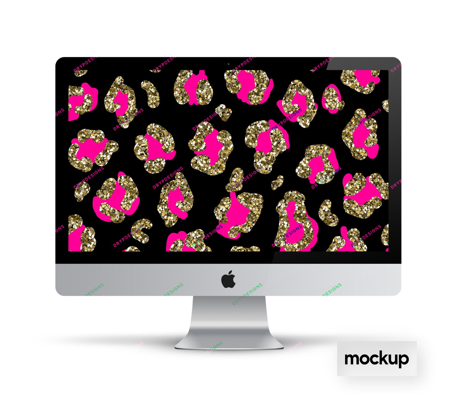 Gold Glitter + Pink Leopard Print PNG Seamless Pattern - Transparent ...