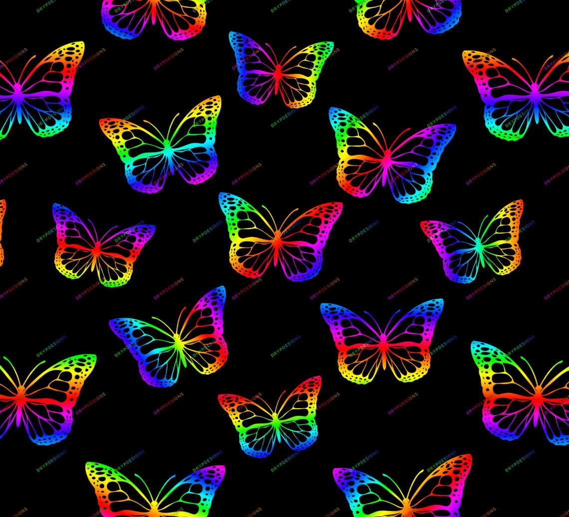 Rainbow Butterfly Seamless Digital Paper Background Pattern - Etsy