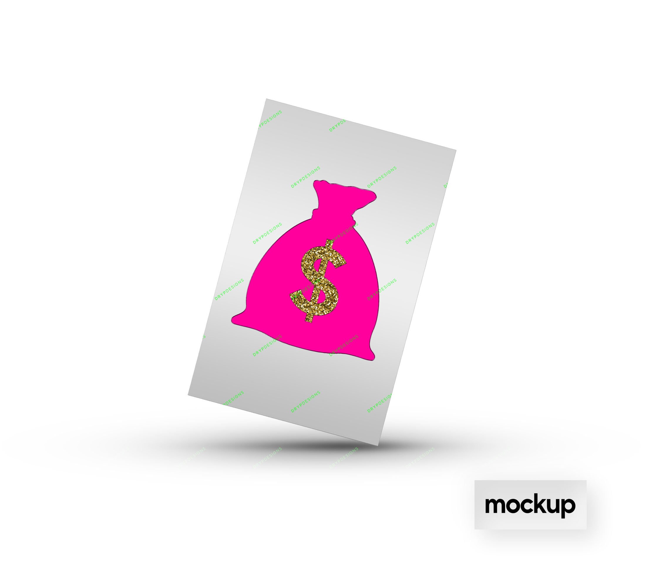 Pink Money Bag PNG Graphic Gold Glitter Money Sign 