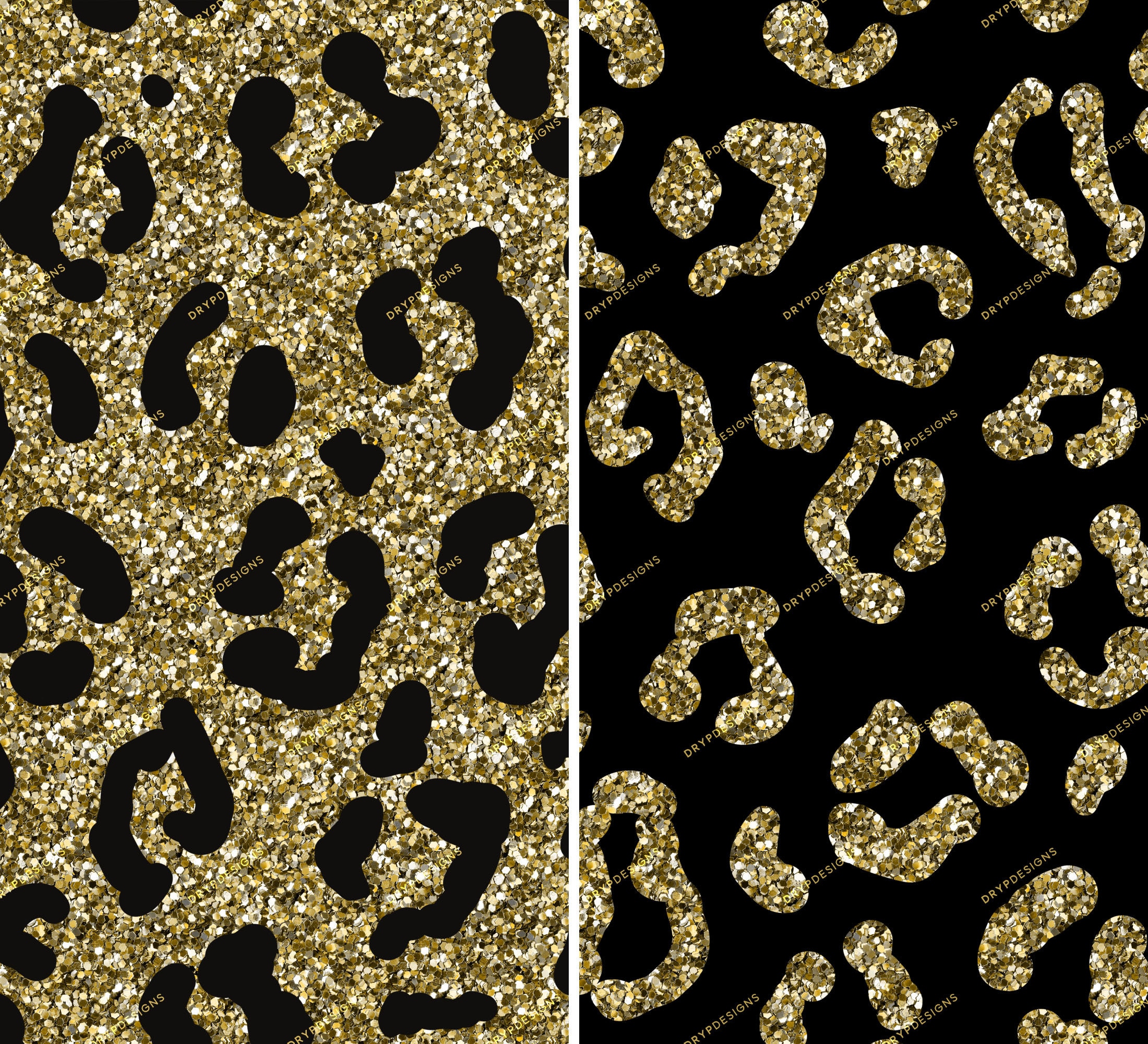 Black Gold Glitter Seamless Leopard Print Background Pattern Etsy