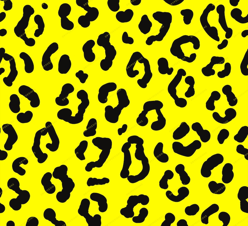 Black + Yellow Leopard Print Seamless Pattern Overlay - Leopard Print ...