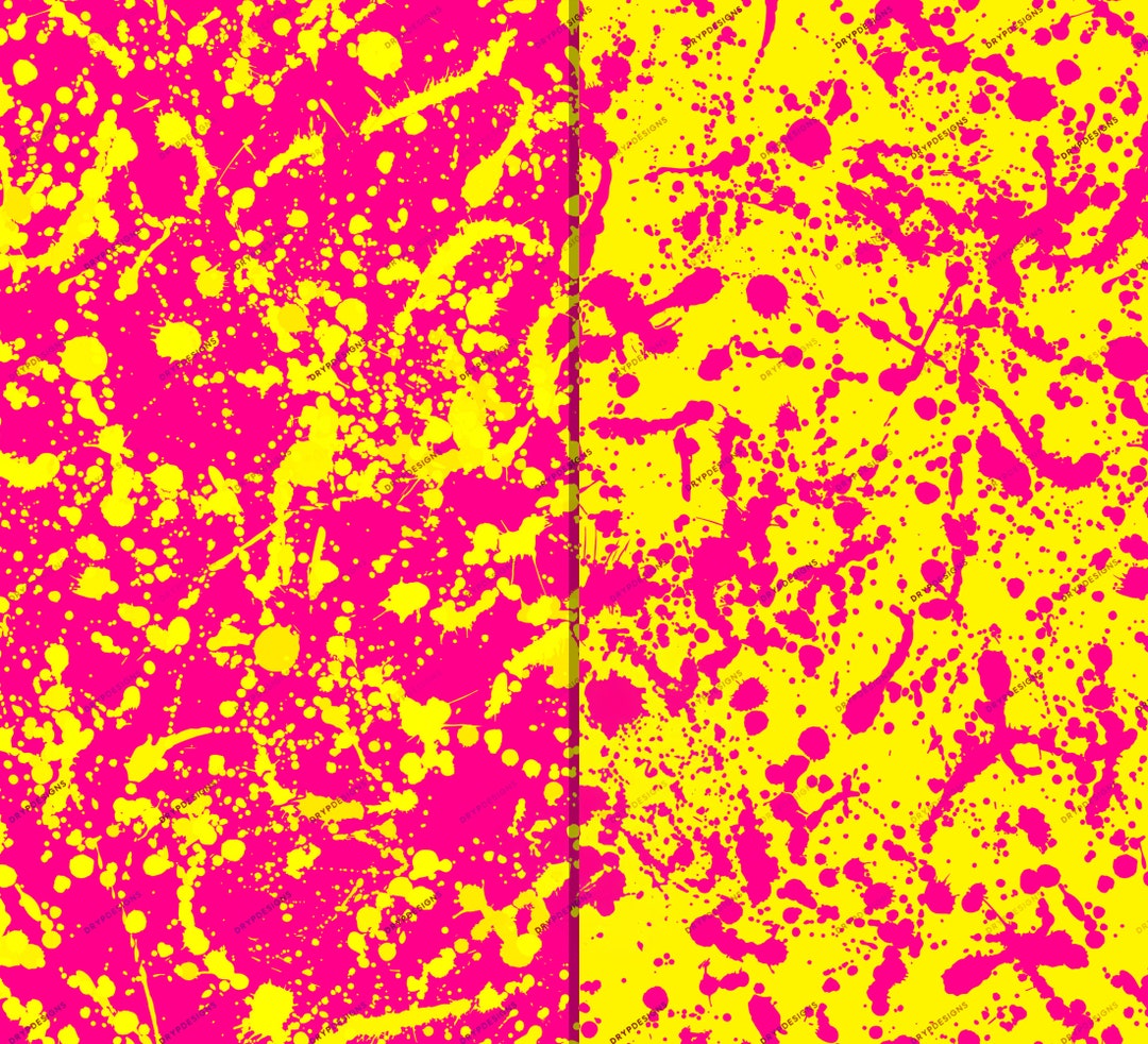Roze + gele verf splatter naadloze digitale papier achtergrond - verf  spetterde behang - instant digitale downloadbestanden - Etsy België, image size:1080x982