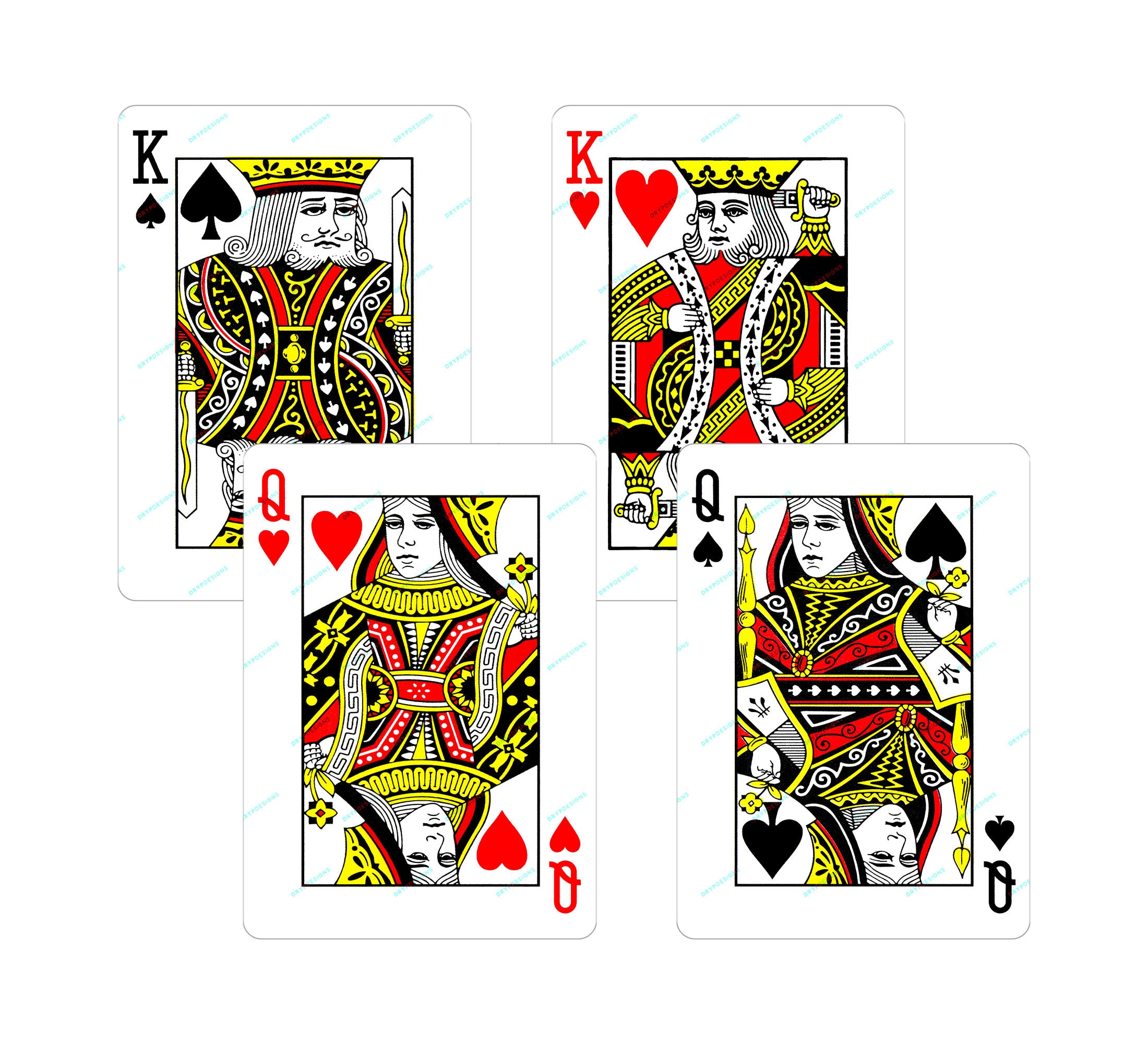 King Queen Of Hearts And Spades Playing Cards Png Graphic Etsy Australia