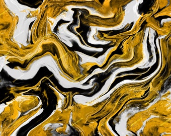 Black + White + Gold Liquid Marble Seamless Digital Paper Background Texture - Digital Download Files