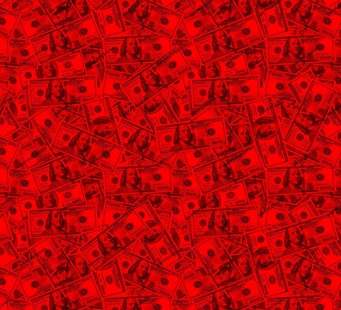 Red Money Background 100 Dollar Bills Seamless Digital Paper Etsy