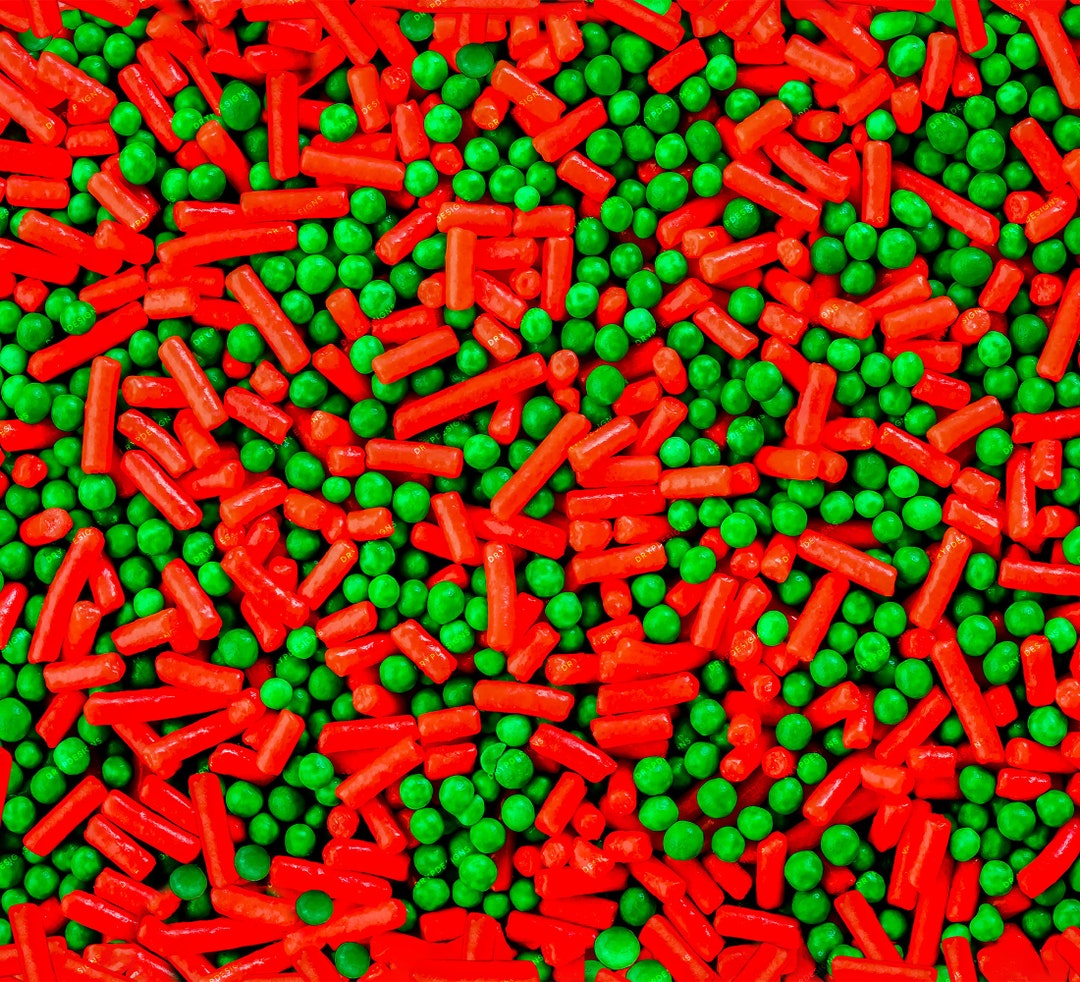 Red Green Christmas Candy Sprinkles Seamless Background Texture Xmas