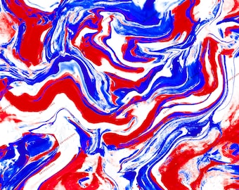 Red + White + Blue Marble Swirl Seamless Digital Paper Background Texture - Abstract Liquid Patriotic 4th of July - Digital Download Files
