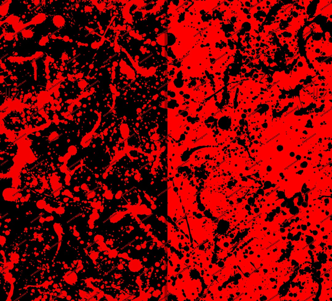 Red Paint Splatter Seamless Digital Paper Background Texture Black Red