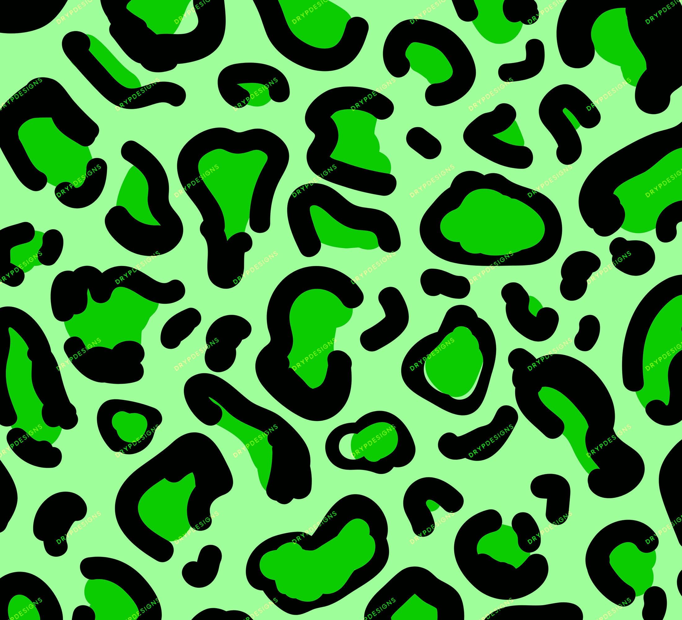 Buy Seamless Black Green Leopard Print Pelt Pattern PNG Seamless