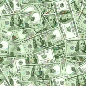 Mint Green Money Digital Paper Sfondo senza soluzione di continuità - 100 Dollar Bills Cash Money Background - File di download digitale