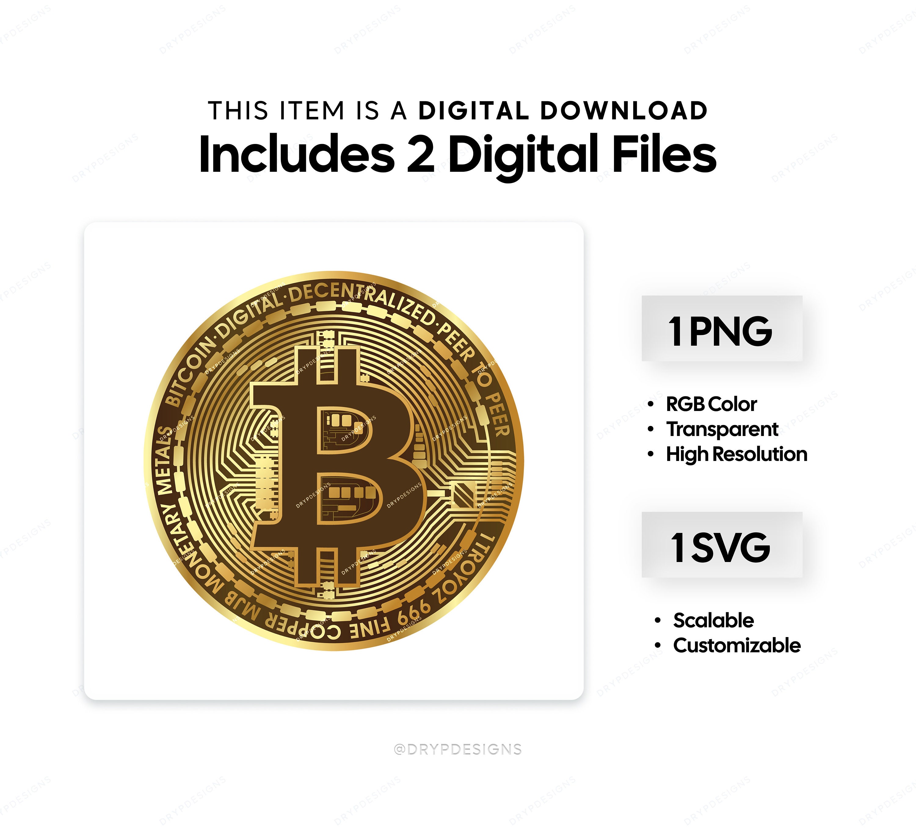 デジタル ビットコイン SVG + PNG グラフィック - 暗号通貨デザイン - インスタント デジタル ダウンロード ファイル - Etsy 日本