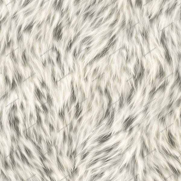Realistic White Soft Fur Digital Paper Seamless Background Faux Fur Texture - Digital Download File