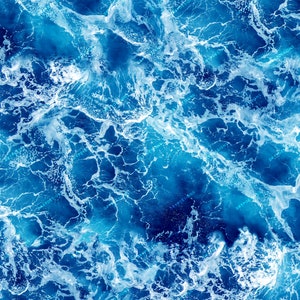 Ozean Wasser Nahtlose Hintergrund Textur - Deep Blue Ocean Waves Seamless Digital Paper PNG - Digital Download Dateien